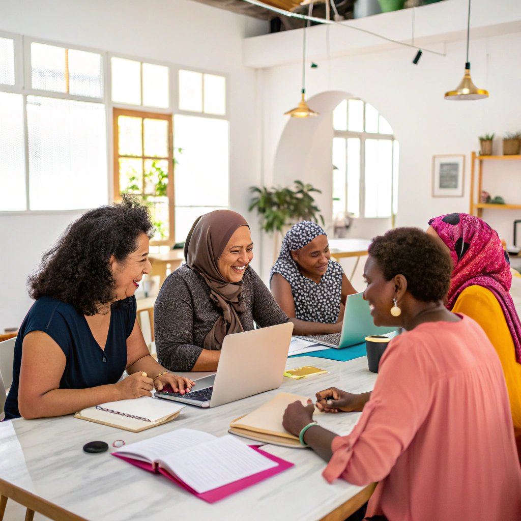 Group of women participating in a wellbeing workshop together