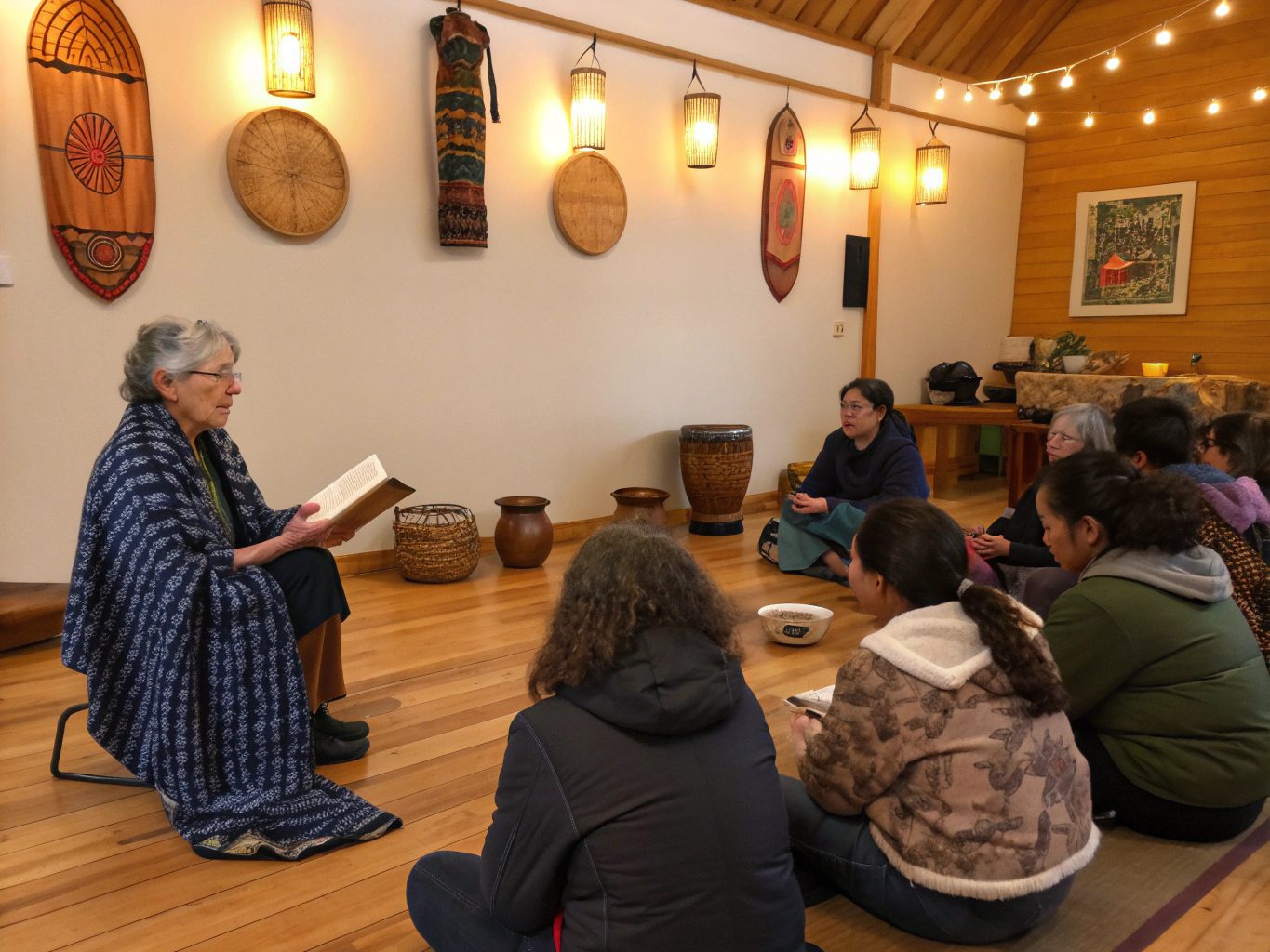 Multi-generational community event bringing elders and youth into dialogue