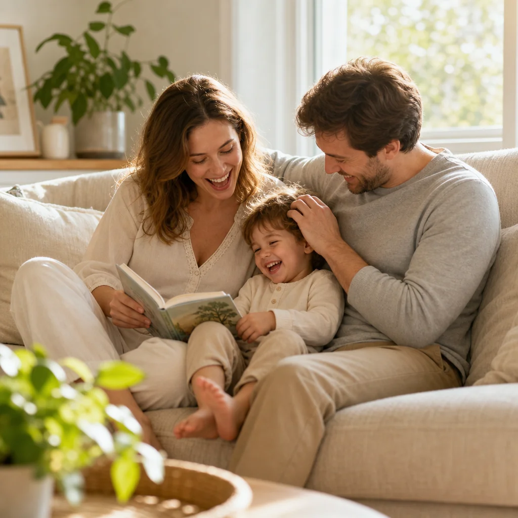 Parents reading books with their children