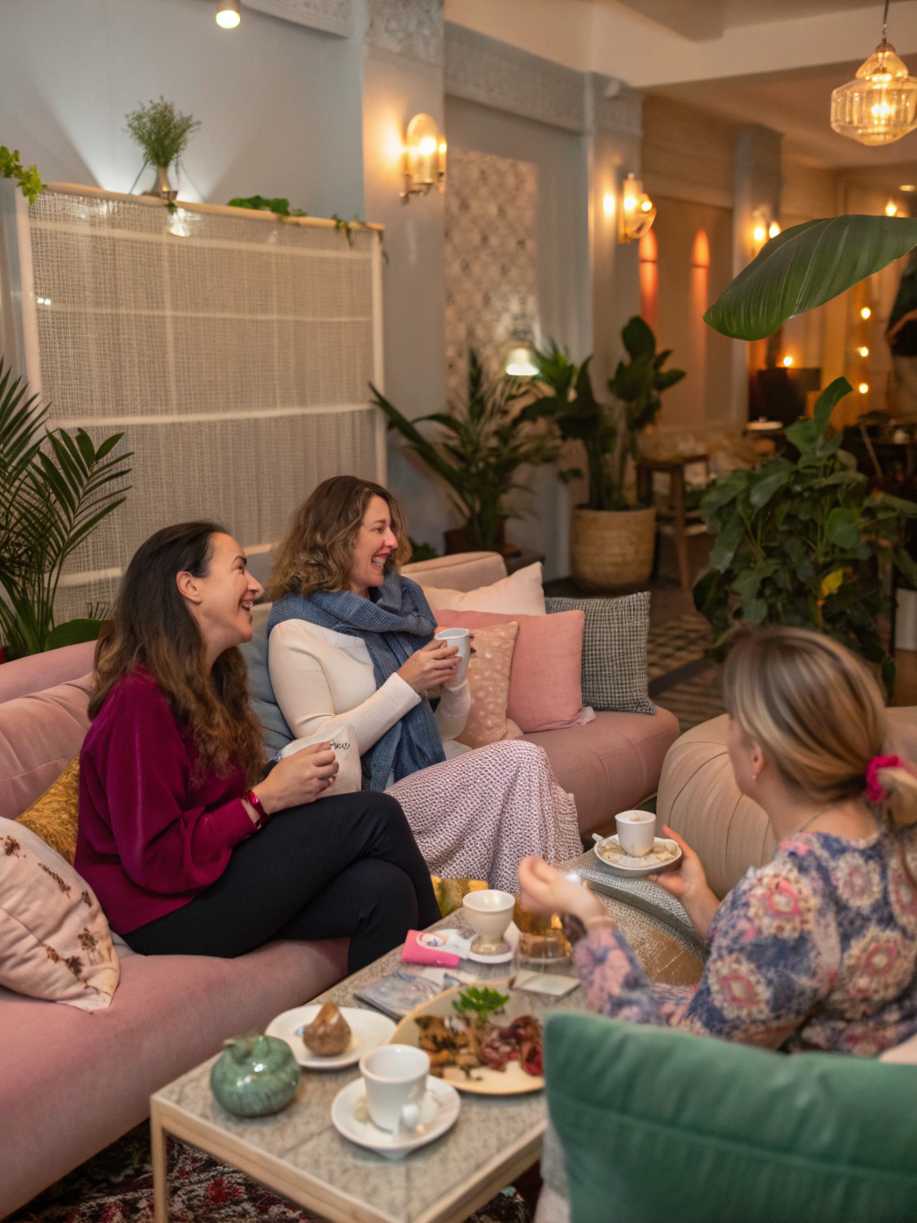 Women sharing stories in a supportive wellbeing circle